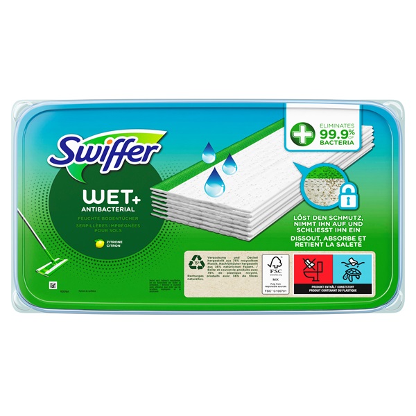 SWIFFER 4297 Wischtücher Nachfüllpackung Wet 10er Antibakteriell